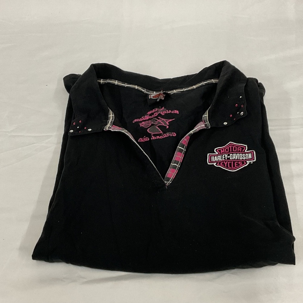 Harley-Davidson Woman’s Black and Pink Polo